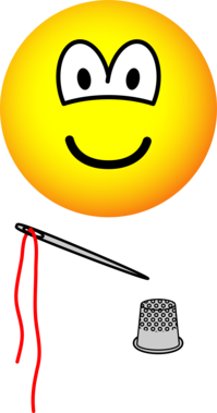 Vingerhoed en naald emoticon
